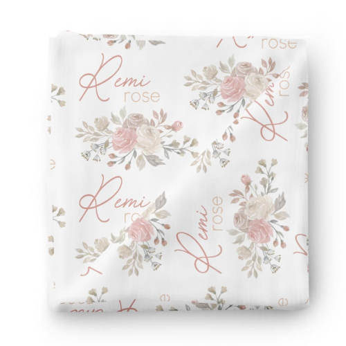 Remi's Rose Vines Personalized Baby Name Swaddle Blanket