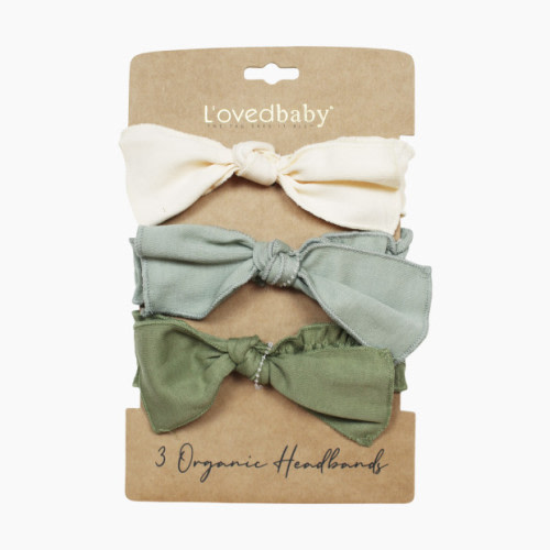 L'ovedbaby Organic Smocked Headband 3-Pack - Going Green, 0-12m