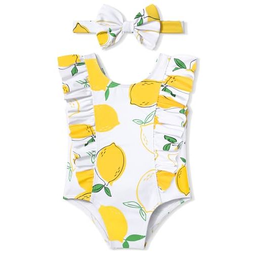 KANGKANG Baby Swimsuit Girl One Piece Swimsuit Cute Elegant Sunsuit Ruffled Swimwear Bathing Suits