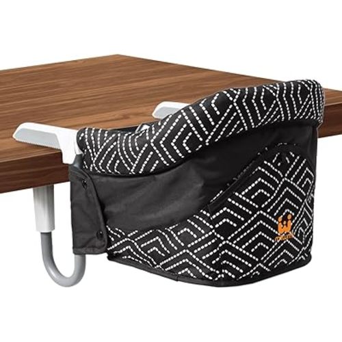 MTWML Portable High Chair for Table,Hook On High Chair That Attaches to Table,Space Saver Clip On Counter High Chair for Baby,Easy Clean Baby Feeding Seat with Carry Bag for Travel (Stripe-Black)