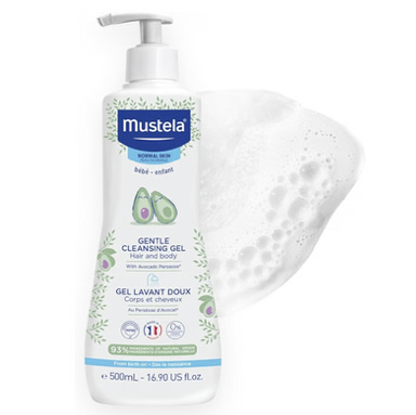 Mustela Gentle Cleansing Gel - Baby Wash for Delicate Skin and Hair - Newborn-Safe Cleanser - Made with with Natural Avocado Perseose - 1 or 2-Pack - Various Sizes
