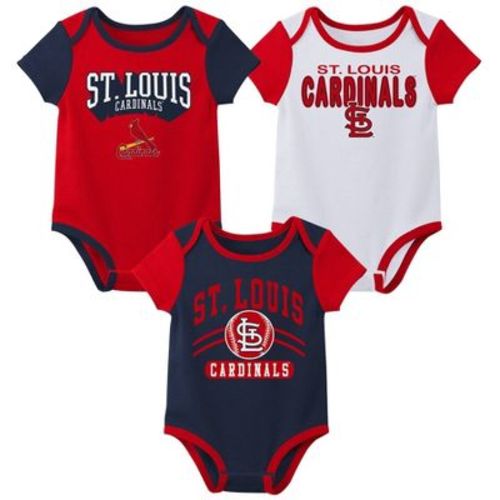 Mlb St. Louis Cardinals Infant Boys' 3pk White Bodysuit - 12m