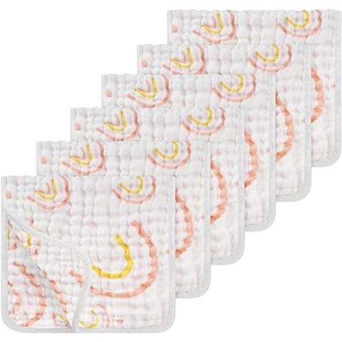Looxii Muslin Burp Cloths 100% Cotton Muslin Cloths Large 20''x10'' Extra Soft and Absorbent 6 Pack Baby Burping Cloth for Boys and Girls (Rainbow)