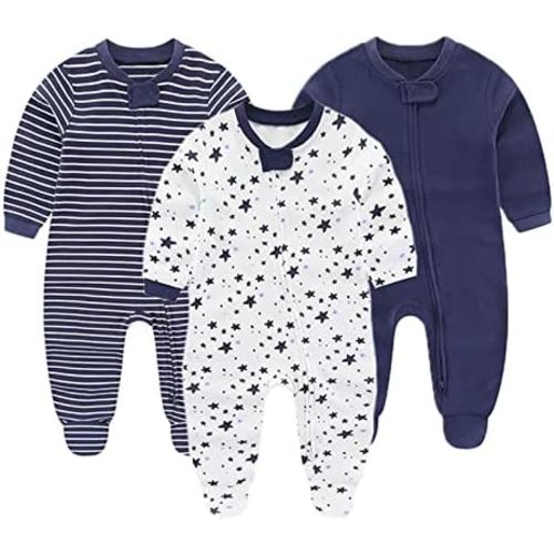 ZAV Solid Unisex Infants Clothes Baby Boys Girl Footed Jumpsuits Cotton Rompers