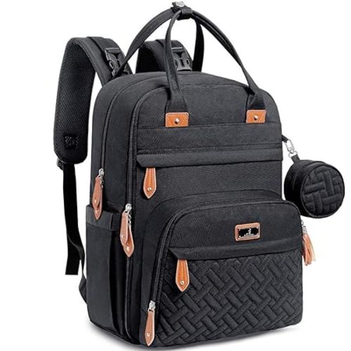 BabbleRoo Diaper Bag Backpack - Tote - Multi function Waterproof Diaper Bag, Travel Essentials Baby Bag with Changing Pad, Stroller Straps & Pacifier Case - Unisex, Black