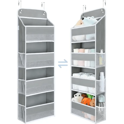 Yecaye 1 Pack Over the Door Organizer, 35.2lbs Load Toy Stuffed Animal Storage, Swing-proof Hanging Bathroom Organizers and Storage for Nursery Newborn Baby Essential Stuff Dorm Room Essentials