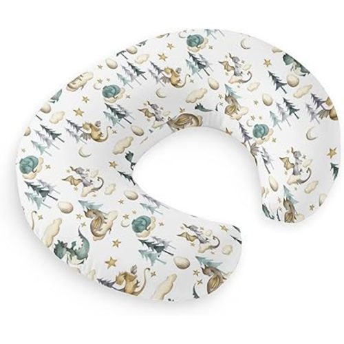 HawSkgFub Watercolor Cute Dragon Fairy Tale Nursing Pillow Cover for Baby Boys, Cloud Moon Star Dragons Egg Breastfeeding Pillow Slipcover, Nursing Pillowcase for Newborn Infant, Cover Only