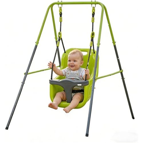 Baby Swings for Infants to Toddler - Indoor/Outdoor Baby Swing Set with Safety Washable Seat, Corrosion-Resistant Steel Frame & Integrated Stand, Easy Assembly for Toddlers 1-3