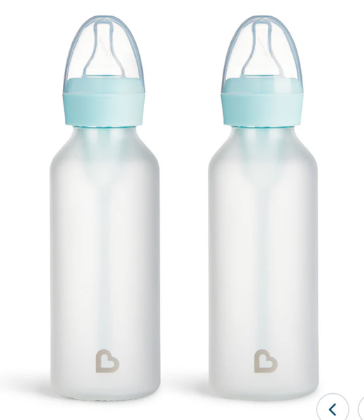 Munchkin Bond® Silicone Glass Bottle, 2-Pack - Blue / 8 Ounce