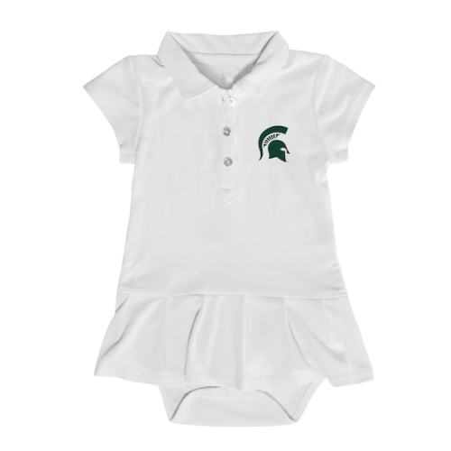 Michigan State Spartans Garb Girls Infant Caroline Cap Sleeve Polo Dress - White