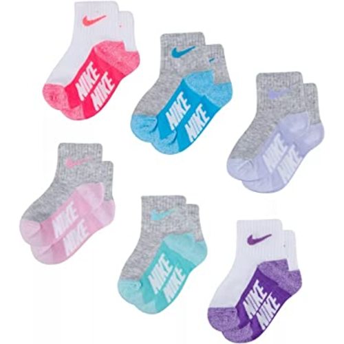 Nike Baby Lightweight Ankle Socks 6 Pack (White(NN0659-A96)/P_V, 6-12 Months)