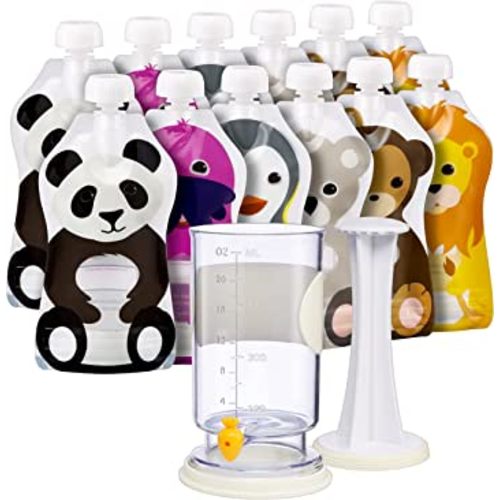 The Filling Station: Squooshi Food Pouch Filler + 12 Large 5 oz Pouches/The Food Pouch Maker for Baby Food Storage and Snack Food Pouches
