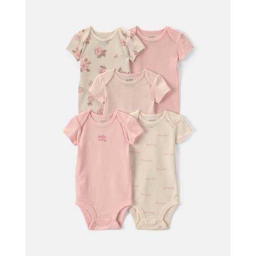 Baby Girl 5-Pack Floral Multipack Bodysuits - Pink/Ivory