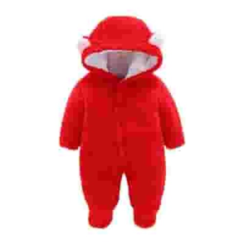 XFHLMJFF Bear Ears Jumpsuit Hooded Baby Girls Boys Solid Color Long Sleeve Solid Color Winter Cartoon Velvet Onesies for 3-6 Months