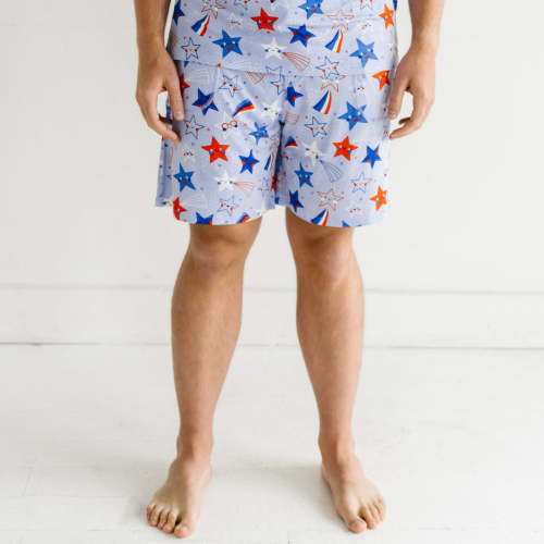 Blue Stars & Stripes Men's Bamboo Viscose Pajama Shorts