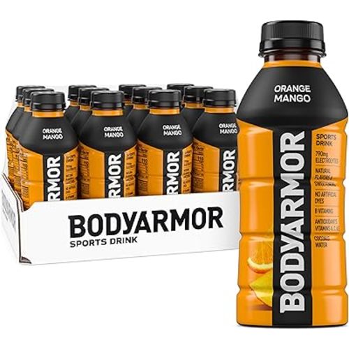 BODYARMOR Sports Drink, Orange Mango, Electrolyte Drink Hydration, 16 Fl Oz Bottles (12 Pack), Flavored Coconut Water with B Vitamins & Antioxidants