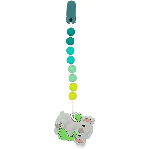 Nuby All Silicone Teether with Bonus Silicone Pacifinder with Clip - 3+ Months, 1pk, Koala