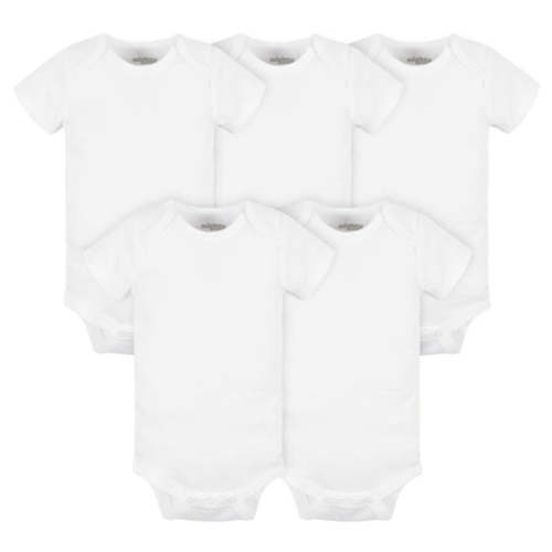 5-Pack Baby Neutral White Short Sleeve Bodysuits | 0-3 mo