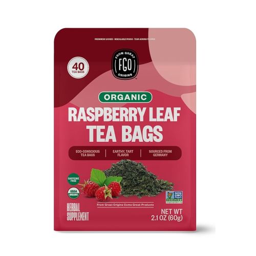 FGO Organic Red Raspberry Leaf Herbal Tea, 40 Count, Eco-Conscious Tea Bags, Caffeine Free (Pack of 1)