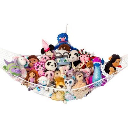 Lilly's Love Stuffed Animal Net Hammock, Jumbo Extra Large Corner Hanging Toy Storage Organizer, White, 1 Pack Bedroom Deco