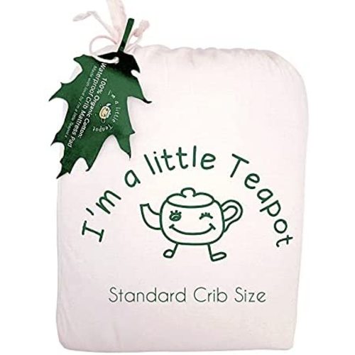 I'm A Little Teapot Organic Cotton Crib Mattress Pad - Standard Size Organic Crib Mattress Protector - Waterproof Baby Crib Mattress Cover - Soft, Durable and Hypoallergenic - Fits 28 x 52 x 9 inches