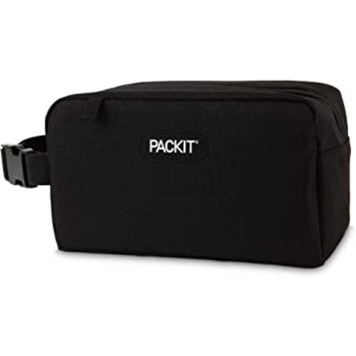 PackIt Freezable Snack Box, Black, Built with EcoFreeze Technology, Collapsible, Reusable, Zip Closure with Buckle Handle, Perfect All Ages and Fresh Snacks on the go