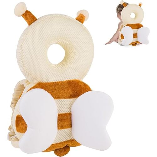 Baby Head Protector Backpack, Toddler Toddler Head Protector, Toddler Head Protector Padded Backpack Elasticated Carrier Wear (Bee)