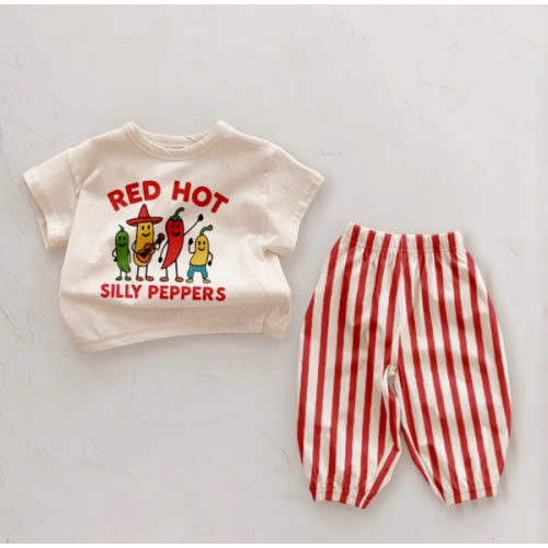 RED HOT SILLY PEPPERS 2 Piece Baby Pants Sets