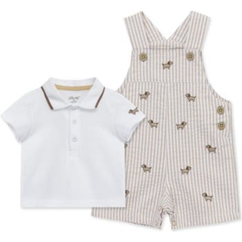 Puppies Cotton Polo & Seersucker Overalls Set, 3M