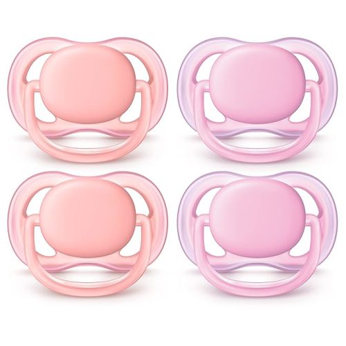 Philips AVENT Ultra Air Pacifier 0-6 Months, Pink/Peach, 4 Pack, SCF245/40