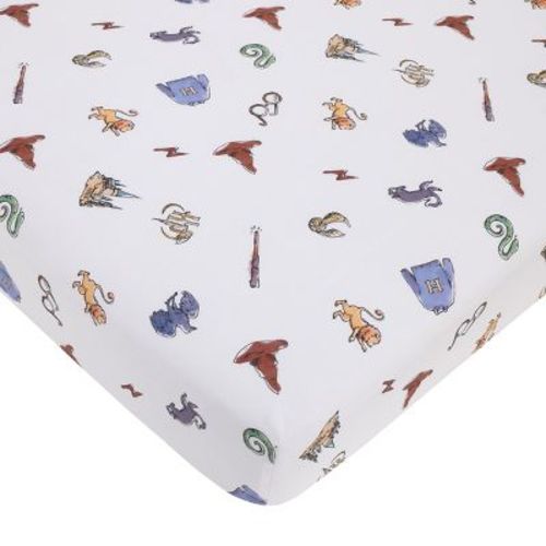 Nojo Warner Bros. Harry Potter Welcome Little Wizard Navy, Burgundy, Blue, And White 100% Cotton Fitted Crib Sheet