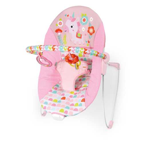 Bright Starts Soothing Fantasy Unicorn Infant Baby Bouncer with Fancy Bouncing Seats and Toys