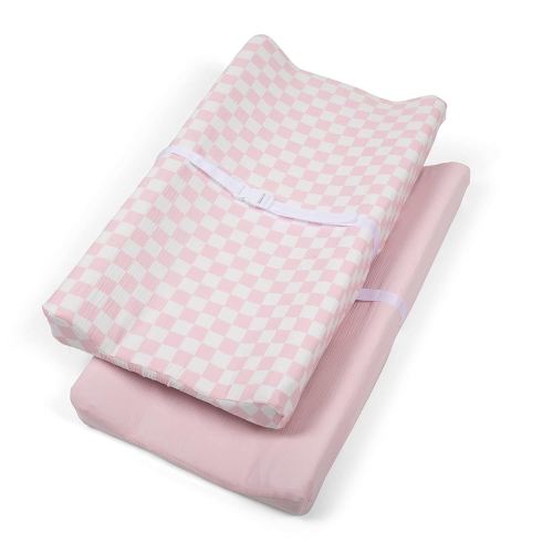 Bolton Baby Co. Muslin Changing Pad Cover (2-Pack): Ultra Soft Changing Table Sheets for Baby Boys & Girls, Perfect Fit for Standard Diaper Changing Table Pad (Bubblegum)