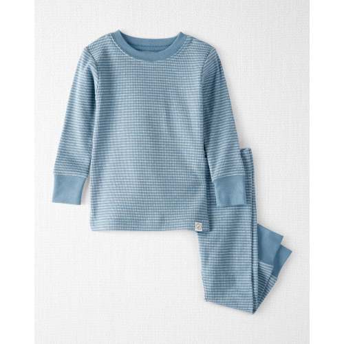 Baby 2-Piece Organic Cotton Pajamas | Teal Stripes | 9 MONTHS