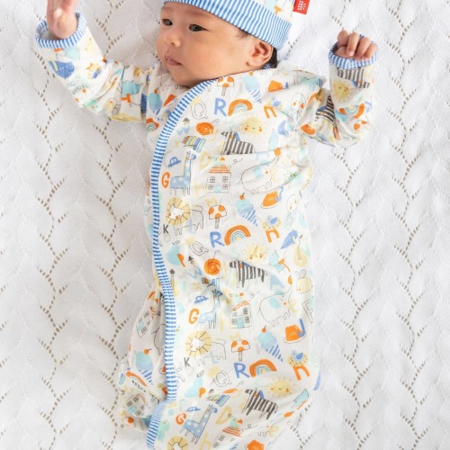 alpha pop modal magnetic cozy sleeper gown + hat set