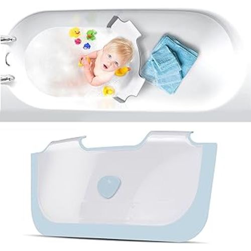 Babyland BabyDam: The Original Bathwater Barrier- Use Less Water While Giving Your Baby a Fun Place to Bath. Fits Up To 22.8In wide. Turn your family's bathtub into your kid’s (GRAY) (BLUE), 150122