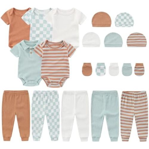 Newborn Layette Gift Set 20-Piece Cotton Baby Boy Girl Clothes Essentials and Accessories
