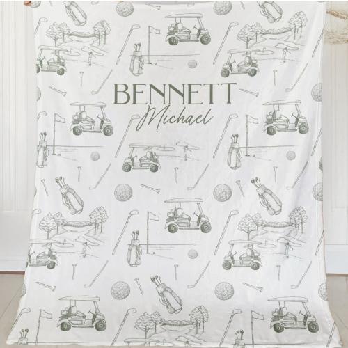 Personalized Blanket Golf Nursery Decor Boy Sport Nursery Bedding Golf Baby Shower Gift Idea Custom Baby Name Blanket Hospital Gift Newborn