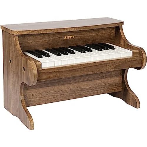 ZIPPY Kids Piano Keyboard, 25 Keys Digital Piano for Kids, Mini Music Educational Instrument Toy, Wood Piano for Toddlers Girls Boys, Walnut