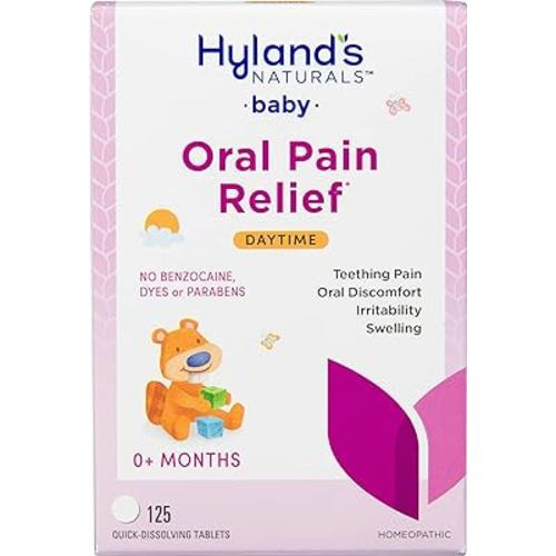 Hyland's Baby Daytime Soothing Tablets with Chamomilla, Natural Relief of Oral Discomfort, Irritability, and Swelling, (Pack of 1, 125 Count Total)