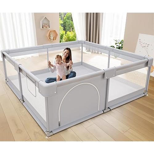 Fodoss Baby Playpen, 47x47 Small Play Pen,Toddler Playpen for Apartment,Play Yard,Activity Fence, Extra Large Baby Playard