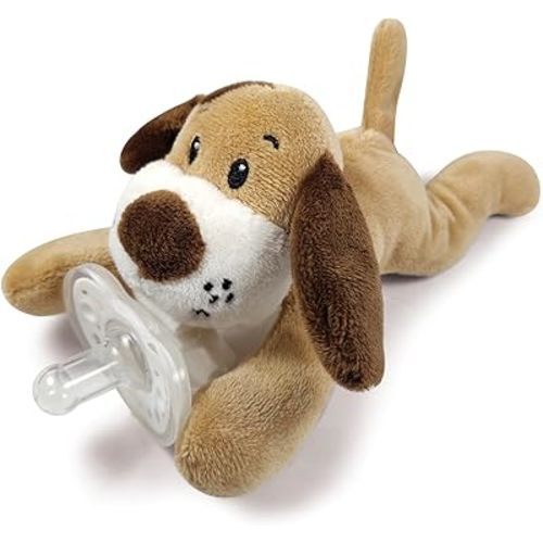 Detachable Pacifier Holder – Silicone Pacifier with Stuffed Animal – Removeable Baby Pacifier Holder for Cuddling with Comfort, (Dog)
