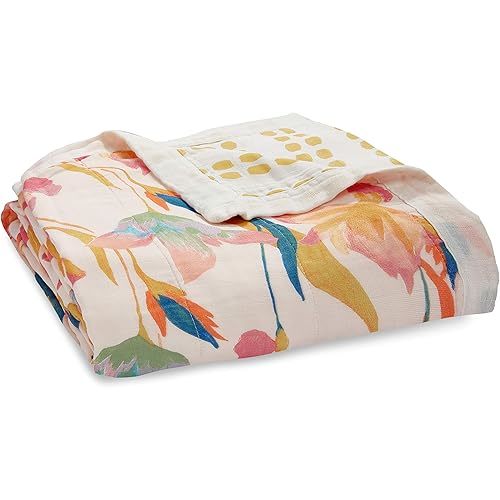 aden + anais Silky Soft Bamboo Viscose Baby Blanket, Crib Bedding for Newborn Baby and Toddler, Nursery Blanket for Boys and Girls, Baby Registry and Shower Gift - Marine Gardens