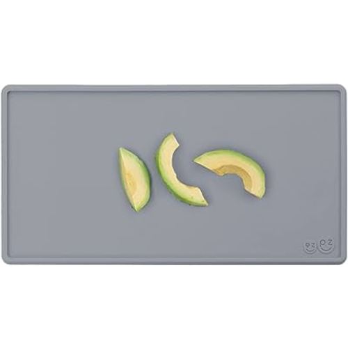 ezpz Tiny Placemat - Non-Slip, 100% Silicone Placemat That Fits on Most Highchair - Rolls-Up - Dishwasher Safe - 6 Months+ (Gray)