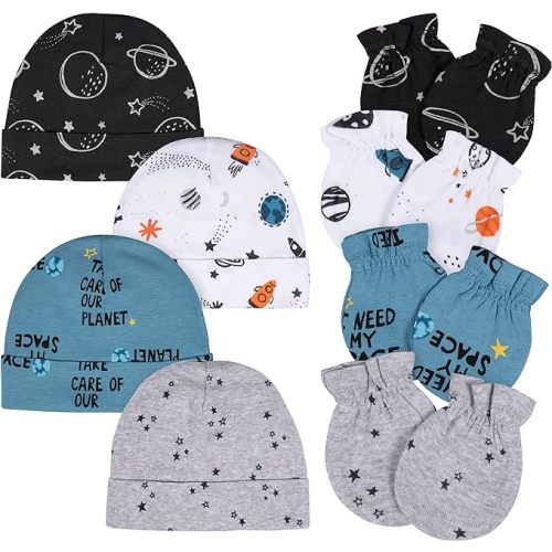 Gerber Baby Girls' Cap and Mitten Sets - 0-3 Months - Space