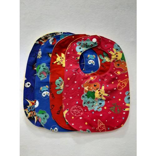 Baby bibs made with licensed pokemon pok'e mon or Sonic fabric, great gift idea for new baby or gender reveal or just something fun and cute