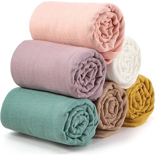 47 x 47 Inches Muslin Swaddle Blankets Cotton Newborn Receiving Blankets Breathable Colorful Baby Swaddle Soft Baby Registry Essentials Gift for Unisex Boy Girl(Bright Colors)