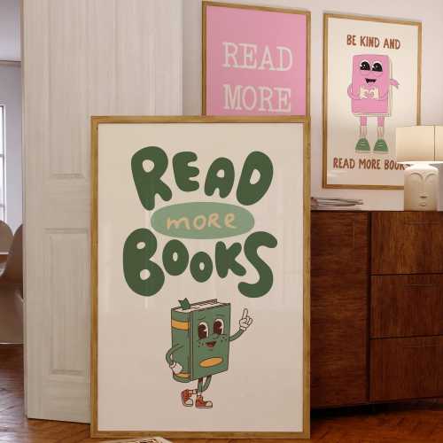 Read More Books Art Print, Classroom Wall Decor, English Classroom Decor, Reading Posters, School Library Art, Book Lovers Gifts, Book Ish