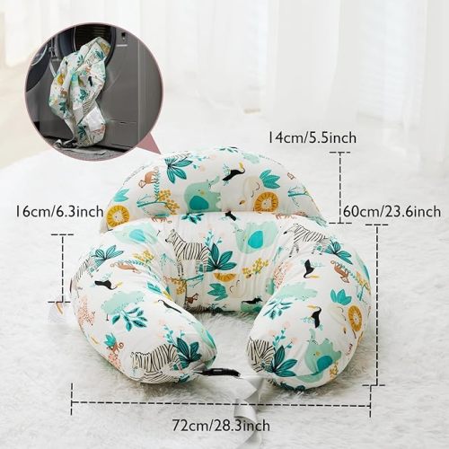 Momcozy Original Nursing Pillow for Breastfeeding, Plus Size Breastfeeding Pillows for More Support, with Adjustable Waist Strap and Removable Cotton Cover, Colorful Wildlife