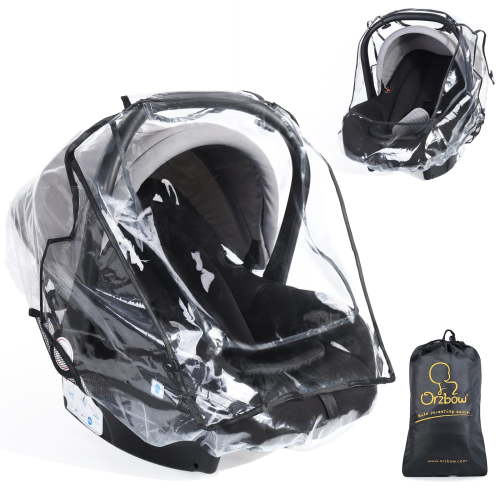 Orzbow Car Seat Rain Cover Universal, Food Grade EVA, Waterproof Weather Shield for Infant Car Seat with Storage Bag, Baby Car Seat Stroller Rain Cover Features Side Ventilation, Transparent